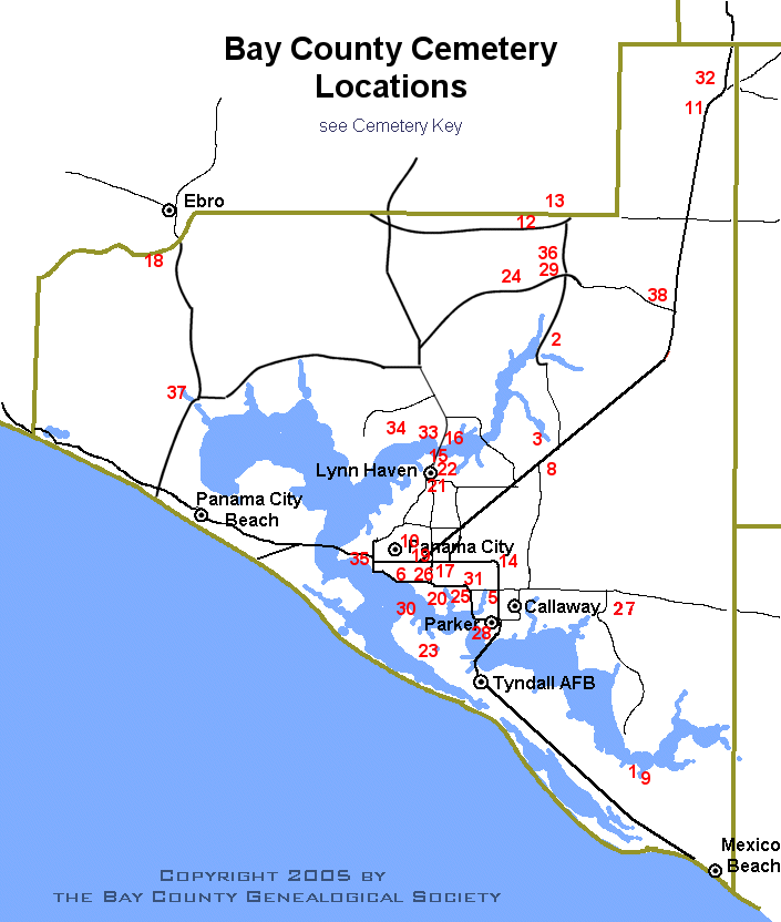 Bay County Cemetery Locations Map